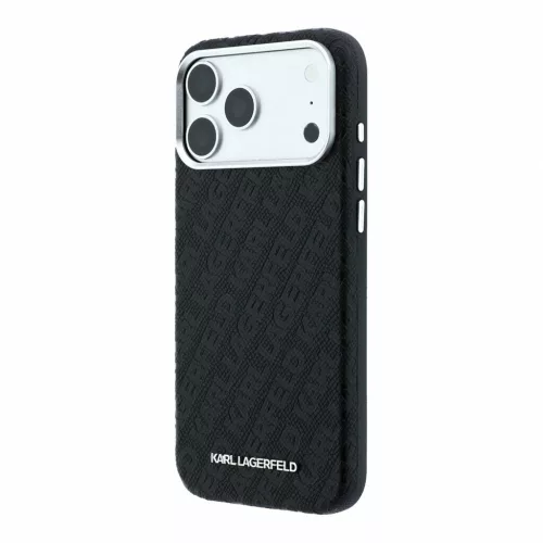 Karl Lagerfeld PU Grained Allover Semi Wrap Magsafe tok iPhone 18 Pro Max készülékhez fekete
