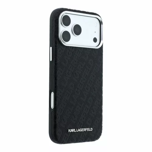 Karl Lagerfeld PU Grained Allover Semi Wrap Magsafe tok iPhone 18 Pro Max készülékhez fekete