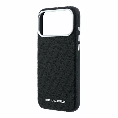Karl Lagerfeld PU Grained Allover Semi Wrap Magsafe tok iPhone 18 Pro Max készülékhez fekete