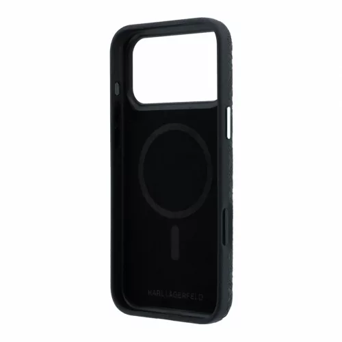 Karl Lagerfeld PU Grained Allover Semi Wrap Magsafe tok iPhone 18 Pro Max készülékhez fekete