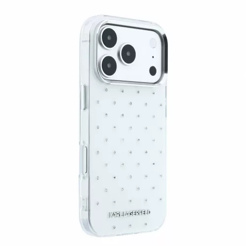 Karl Lagerfeld IML Rhinestones Allover tok iPhone 18 Pro készülékhez, fehér