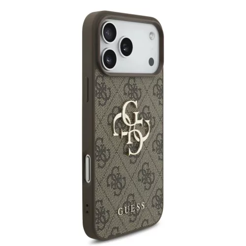 Guess PU 4G Metal Logo tok iPhone 18 Pro Max készülékhez barna