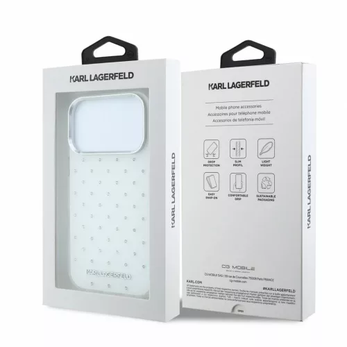 Karl Lagerfeld IML Rhinestones Allover tok iPhone 18 Pro Max készülékhez fehér
