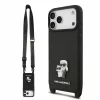 Karl Lagerfeld Saffiano átvető pánt és Metal Karl and Choupette tok iPhone 18 Pro Max készülékhez, fekete