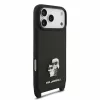 Karl Lagerfeld Saffiano átvető pánt és Metal Karl and Choupette tok iPhone 18 Pro Max készülékhez, fekete