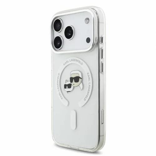 Karl Lagerfeld IML K&CH Heads Metal Frame MagSafe tok iPhone 18 Pro készülékhez fehér