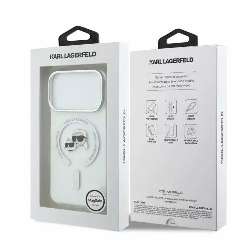 Karl Lagerfeld IML K&CH Heads Metal Frame MagSafe tok iPhone 18 Pro készülékhez fehér