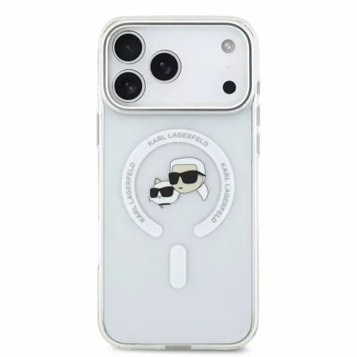 Karl Lagerfeld IML K&CH Heads fémkeretes MagSafe tok iPhone 18 Pro Max készülékhez fehér