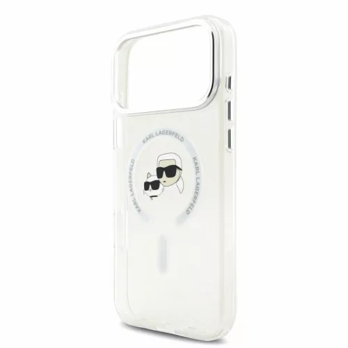 Karl Lagerfeld IML K&CH Heads fémkeretes MagSafe tok iPhone 18 Pro Max készülékhez fehér