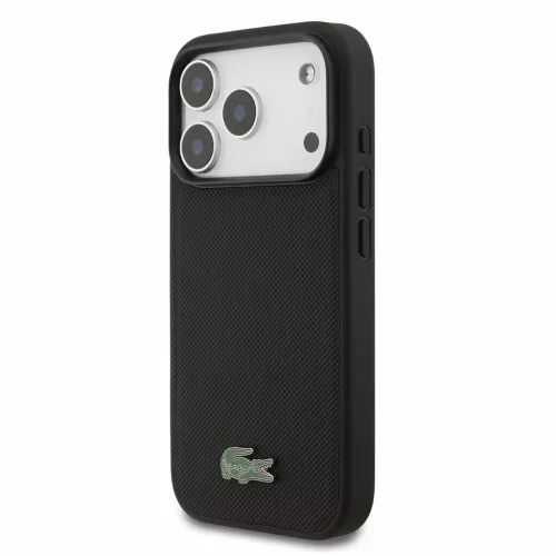 Lacoste PVC Iconic Petit Pique fém logós MagSafe tok iPhone 18 Pro készülékhez, fekete