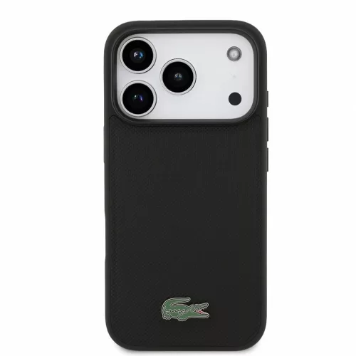 Lacoste PVC Iconic Petit Pique fém logós MagSafe tok iPhone 18 Pro készülékhez, fekete