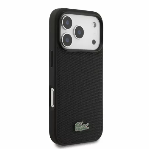 Lacoste PVC Iconic Petit Pique fém logós MagSafe tok iPhone 18 Pro készülékhez, fekete