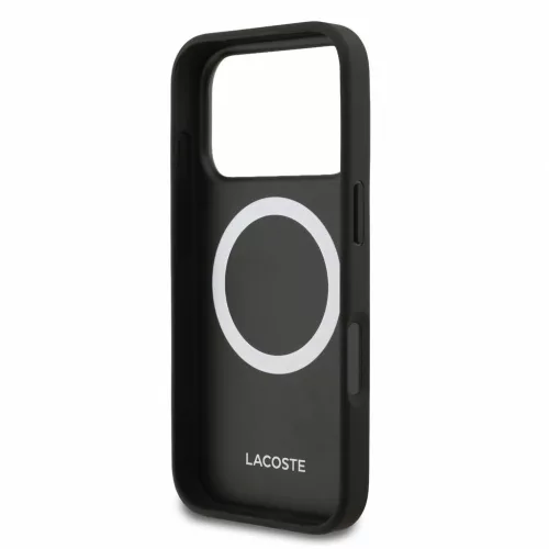 Lacoste PVC Iconic Petit Pique fém logós MagSafe tok iPhone 18 Pro készülékhez, fekete