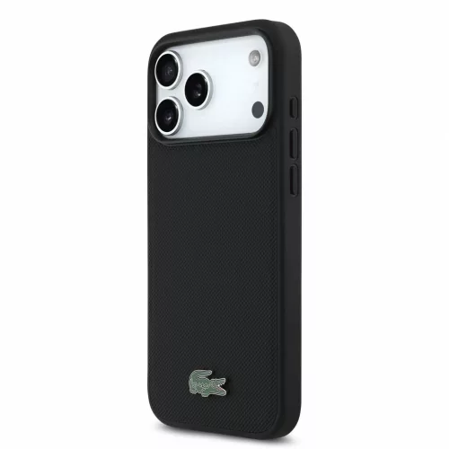 Lacoste PVC Iconic Petit Pique Metal Logo MagSafe tok iPhone 18 Pro Max készülékhez fekete