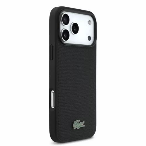 Lacoste PVC Iconic Petit Pique Metal Logo MagSafe tok iPhone 18 Pro Max készülékhez fekete