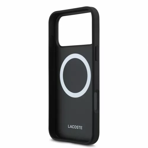 Lacoste PVC Iconic Petit Pique Metal Logo MagSafe tok iPhone 18 Pro Max készülékhez fekete