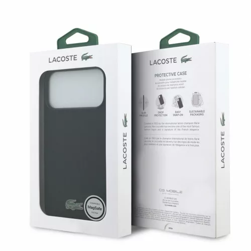 Lacoste PVC Iconic Petit Pique Metal Logo MagSafe tok iPhone 18 Pro Max készülékhez fekete