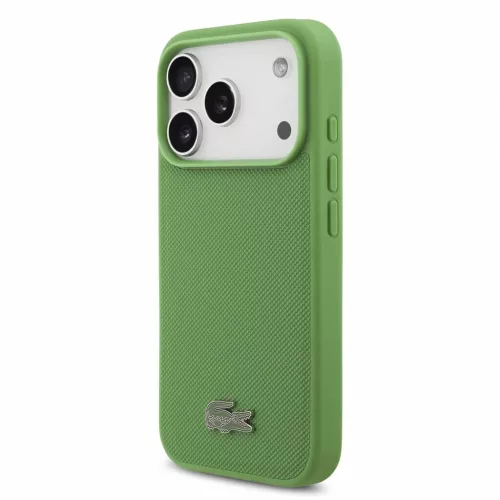 Lacoste Iconic Petit Pique PVC fém logós MagSafe tok iPhone 18 Pro készülékhez, zöld