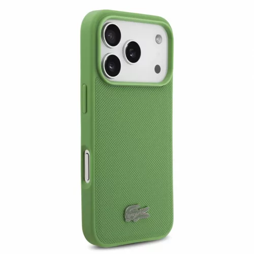 Lacoste Iconic Petit Pique PVC fém logós MagSafe tok iPhone 18 Pro készülékhez, zöld