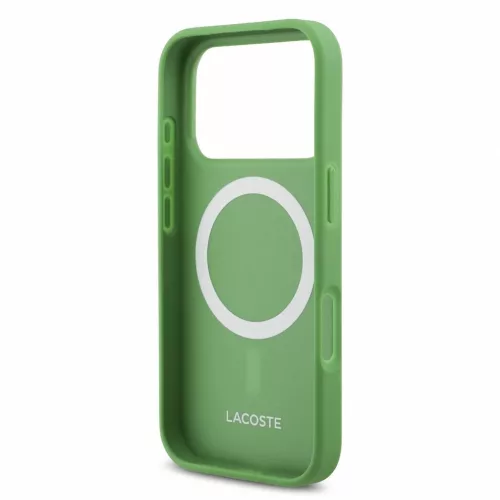 Lacoste Iconic Petit Pique PVC fém logós MagSafe tok iPhone 18 Pro készülékhez, zöld