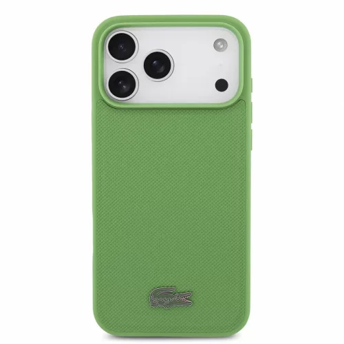 Lacoste PVC Iconic Petit Pique Metal Logo MagSafe tok iPhone 18 Pro Max készülékhez tárkonyzöld