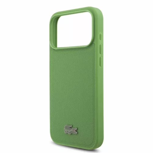 Lacoste PVC Iconic Petit Pique Metal Logo MagSafe tok iPhone 18 Pro Max készülékhez tárkonyzöld