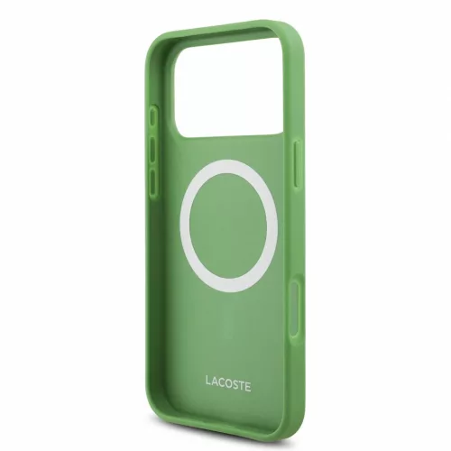 Lacoste PVC Iconic Petit Pique Metal Logo MagSafe tok iPhone 18 Pro Max készülékhez tárkonyzöld
