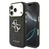 Guess 4G műbőr tok fém logóval arany kerettel iPhone 18 Pro készülékhez fekete