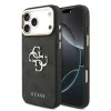 Guess 4G műbőr tok fém logóval arany kerettel iPhone 18 Pro Max készülékhez fekete