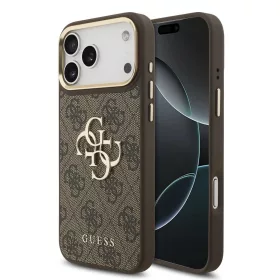   Guess PU-bőr 4G fémlogós aranykeretes tok iPhone 18 Pro Max készülékhez barna