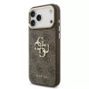 Guess PU-bőr 4G fémlogós aranykeretes tok iPhone 18 Pro Max készülékhez barna