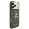 Guess PU-bőr 4G fémlogós aranykeretes tok iPhone 18 Pro Max készülékhez barna