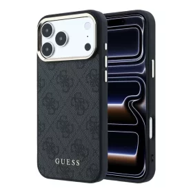   Guess műbőr 4G arany keretes MagSafe tok iPhone 18 Pro készülékhez fekete