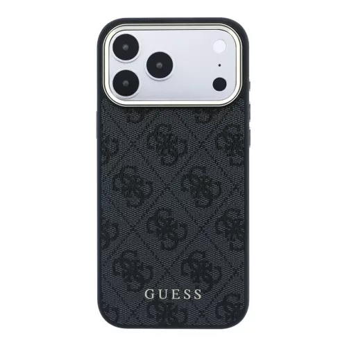 Guess műbőr 4G arany keretes MagSafe tok iPhone 18 Pro készülékhez fekete