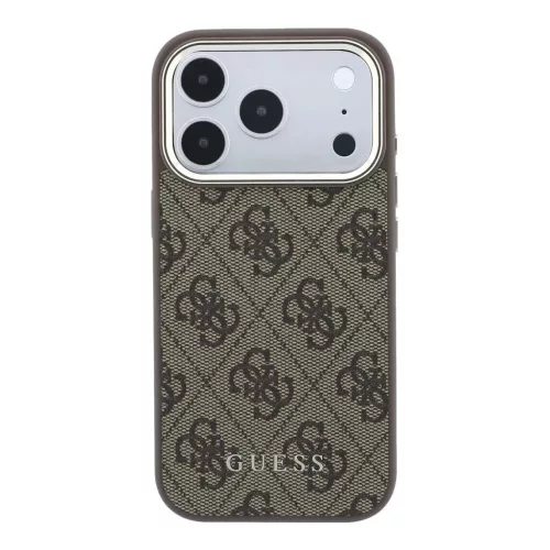 Guess műbőr 4G MagSafe tok arany kerettel iPhone 18 Pro készülékhez barna