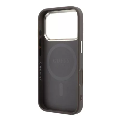 Guess műbőr 4G MagSafe tok arany kerettel iPhone 18 Pro készülékhez barna