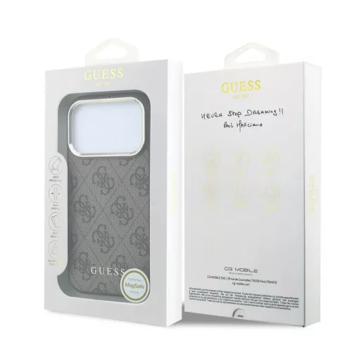 Guess műbőr 4G MagSafe tok arany kerettel iPhone 18 Pro készülékhez barna