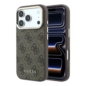   Guess PU bőr 4G arany keretes MagSafe tok iPhone 18 Pro Max készülékhez barna