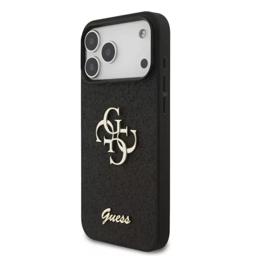 Guess PU Fixed Glitter 4G fém logós tok iPhone 18 Pro Max készülékhez fekete