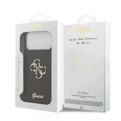 Guess PU Fixed Glitter 4G fém logós tok iPhone 18 Pro Max készülékhez fekete