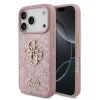 Guess PU Fixed Glitter 4G fém logós tok iPhone 18 Pro készülékhez rózsaszín