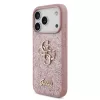 Guess PU Fixed Glitter 4G fém logós tok iPhone 18 Pro készülékhez rózsaszín