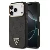 Guess PU bőr 4G strassz háromszög logós arany keretes MagSafe tok iPhone 18 Pro készülékhez fekete