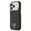 Guess PU bőr 4G strassz háromszög logós arany keretes MagSafe tok iPhone 18 Pro készülékhez fekete