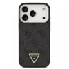 Guess PU bőr 4G strassz háromszög logós arany keretes MagSafe tok iPhone 18 Pro készülékhez fekete