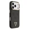 Guess PU bőr 4G strassz háromszög logós arany keretes MagSafe tok iPhone 18 Pro készülékhez fekete
