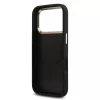 Guess PU bőr 4G strassz háromszög logós arany keretes MagSafe tok iPhone 18 Pro készülékhez fekete