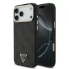 Guess MagSafe tok iPhone 18 Pro Max készülékhez, PU bőr, 4G, strasszos háromszög logó, arany keret, fekete