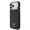 Guess MagSafe tok iPhone 18 Pro Max készülékhez, PU bőr, 4G, strasszos háromszög logó, arany keret, fekete
