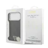 Guess MagSafe tok iPhone 18 Pro Max készülékhez, PU bőr, 4G, strasszos háromszög logó, arany keret, fekete